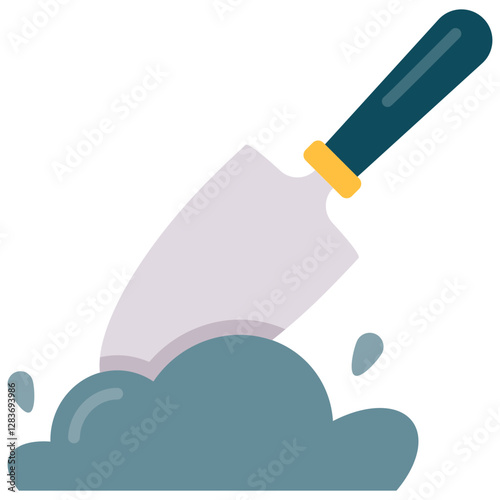 Gardening Trowel Digging Soil Planting Cultivating Gardening Icon Illustration.