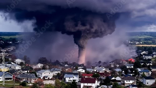 Powerful tornado strikes residential area, causing destruction and chaos in the community