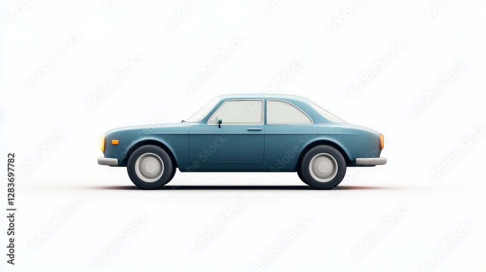 Fototapeta premium Retro Blue Sedan Car Model on White Background for Display Purposes