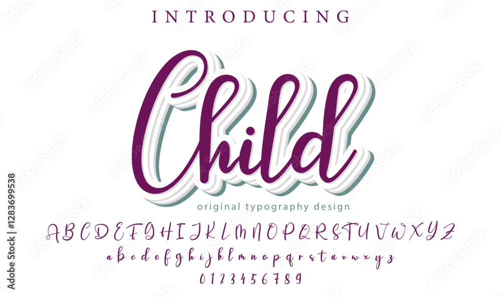 Naklejka premium Child Font Stylish brush painted an uppercase vector letters, alphabet, typeface