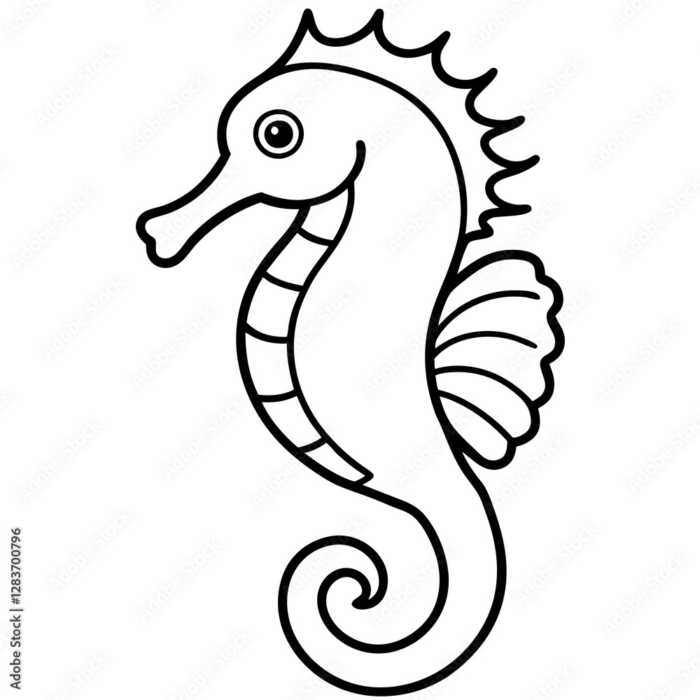Sleek Seahorse One-Line Vector Design Sleek Seahorse One-Line Vector Design