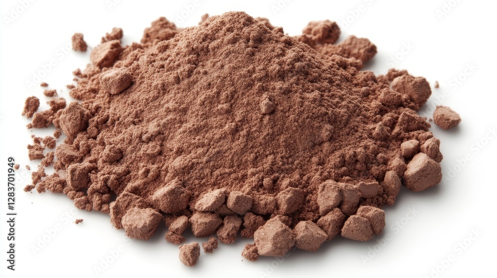 Pile of Fine Brown Powder on a White Background for Cooking Use Pile of Fine Brown Powder on a White Background for Cooking Use