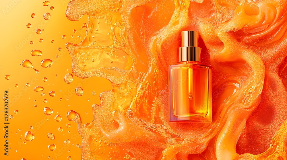 A deeply hydrating facial serum infused with Tremella Mushroom and Squalane, featuring delicate oil droplets in soft focus, evoking a rich moisture-boosting skincare concept.