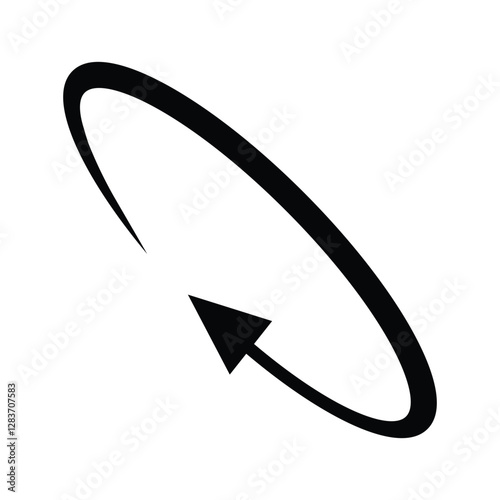 Oval circle rotate arrow icon. Ellipse orbit line arrow symbol. Oval circumference sign. Vector illustration isolated on white background.