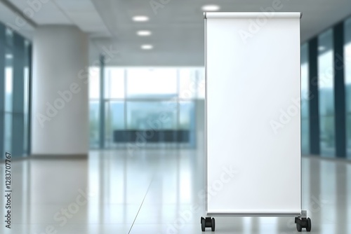 Wallpaper Mural Blank White Roll-Up Stand Banner in Hospital Blur Background Torontodigital.ca