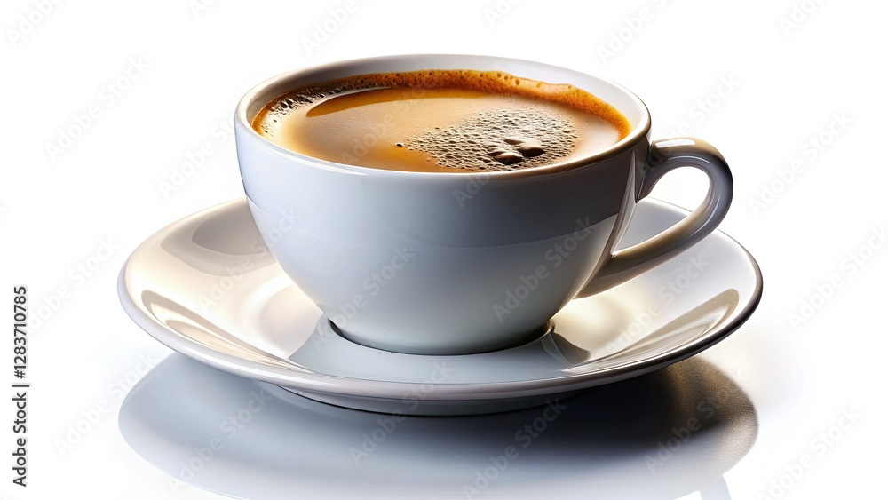 Fototapeta premium Night's gentle light illuminates an isolated white coffee cup, a minimalist still life.