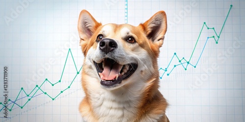 Cheerful Dog Watches Stock Market Rise photo