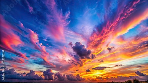 Pink and blue hues paint a dreamy sunset sky; low light captures the celestial beauty.