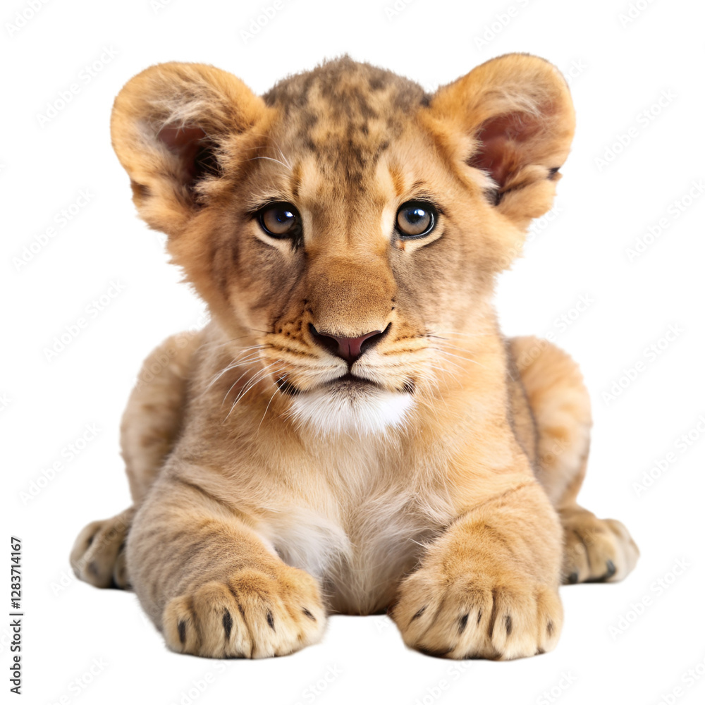 Obraz premium Lion cub isolated on transparent background
