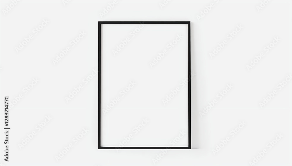 Empty Black Photo Frame on White Background for Custom Art Display Empty Black Photo Frame on White Background for Custom Art Display