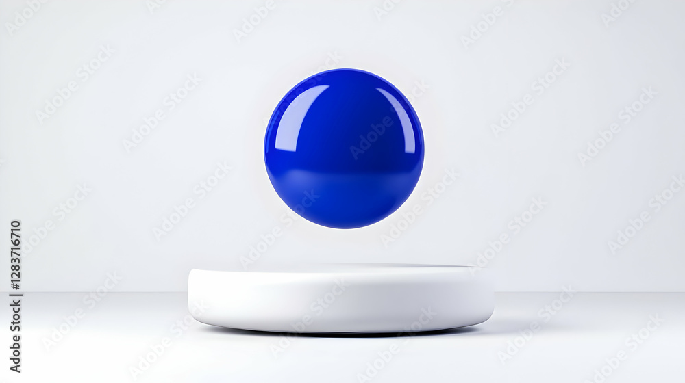 Floating Blue Sphere Above White Platform Floating Blue Sphere Above White Platform