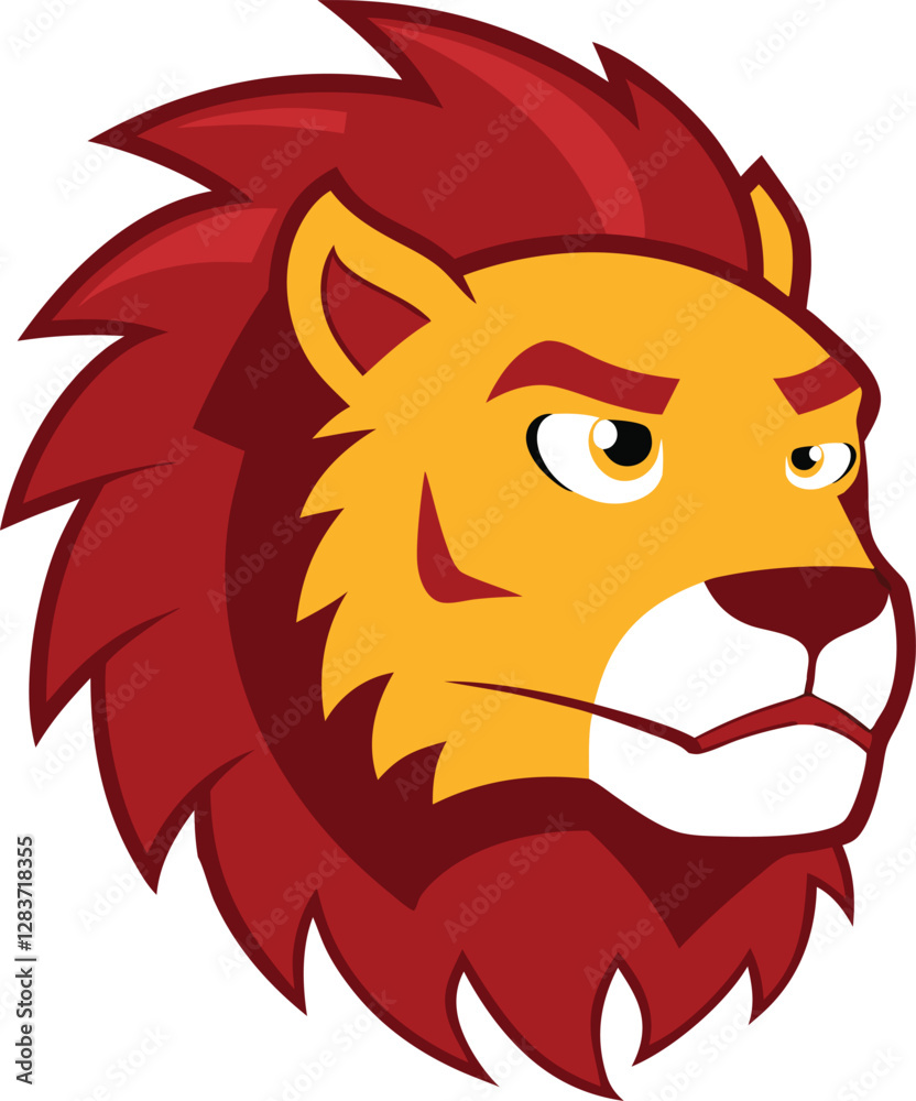 Fototapeta premium lion's head with a striking red and gold mane
