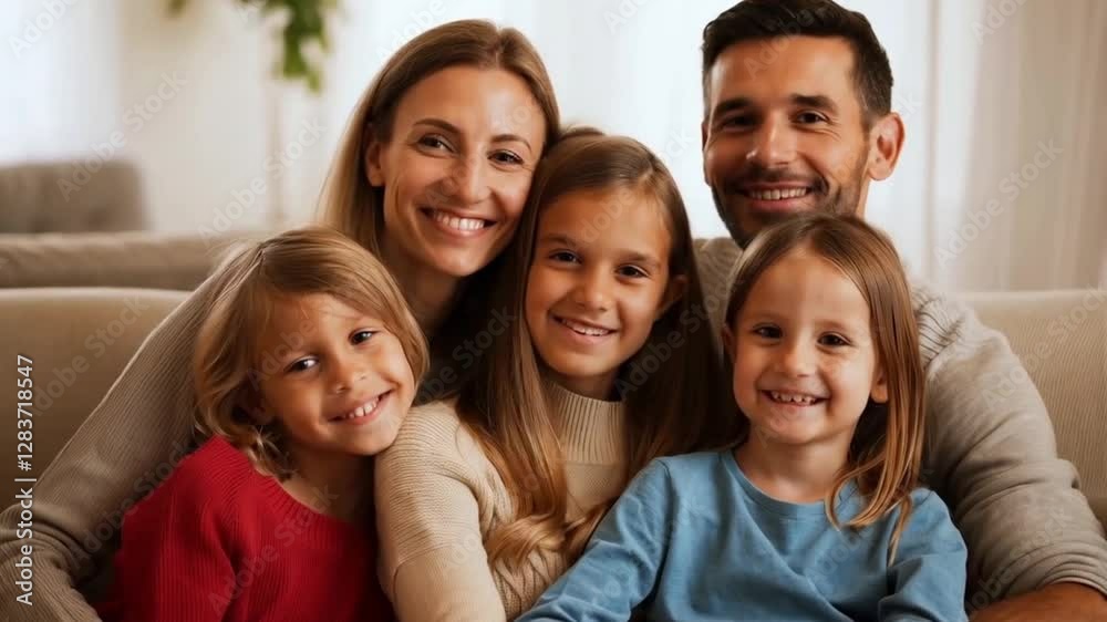A happy family watching TV together and enjoying time A happy family watching TV together and enjoying time