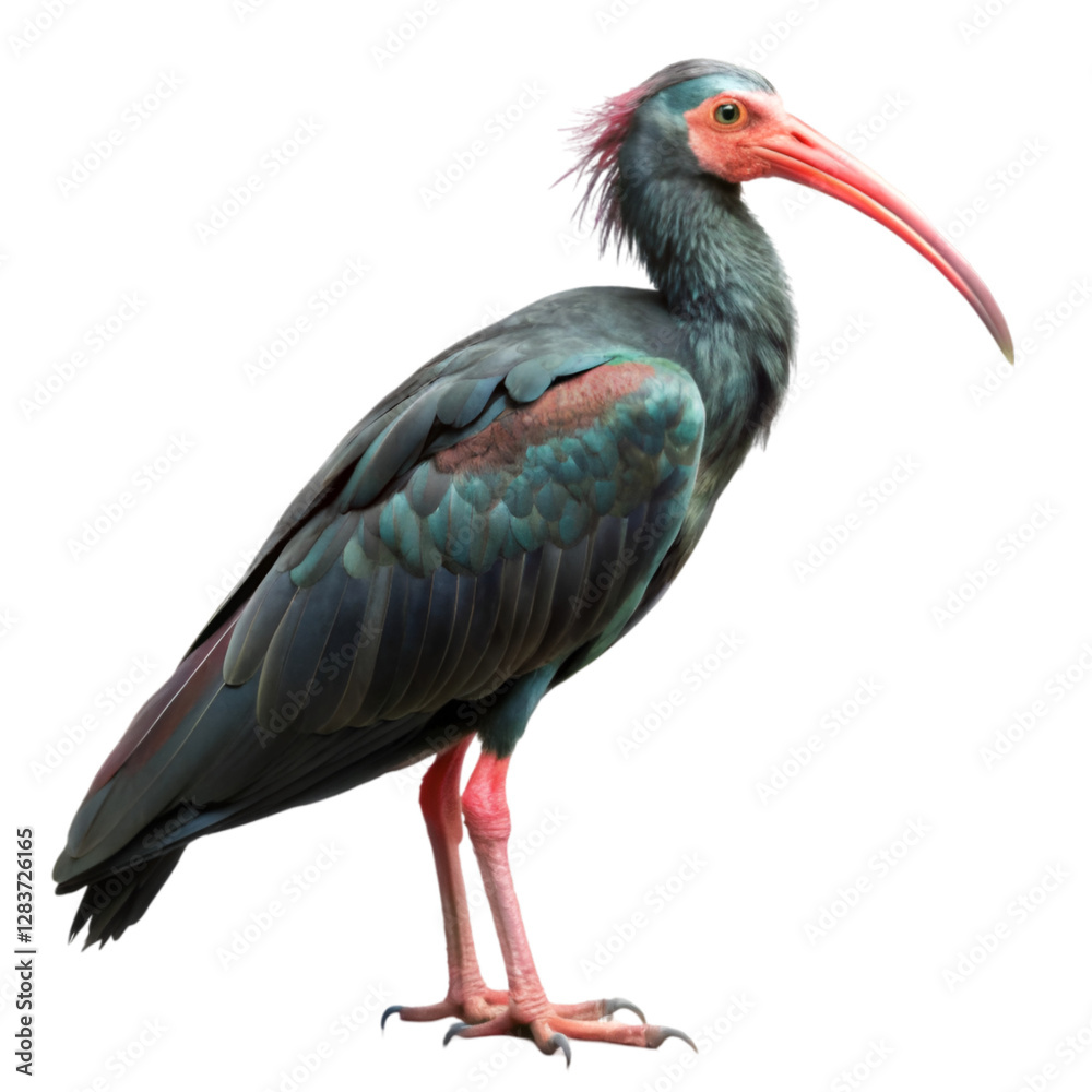 Northern bald ibis isolated on transparent background Northern bald ibis isolated on transparent background