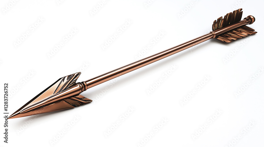 Metallic Bronze Arrow with Sharp Tip and Feathered Fletching – Perfect for Archery and Decorative Design, archery-related content, historical themes, weaponry blogs, decorative art, branding Metallic Bronze Arrow with Sharp Tip and Feathered Fletching – Perfect for Archery and Decorative Design, archery-related content, historical themes, weaponry blogs, decorative art, branding