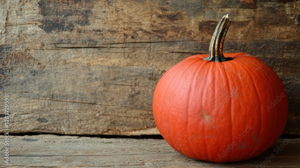 Harvesting autumn's bounty orange pumpkin on rustic wooden background still life photography natural setting