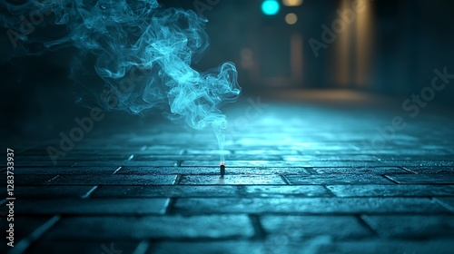 Glowing Smoke on City Street at Night photo