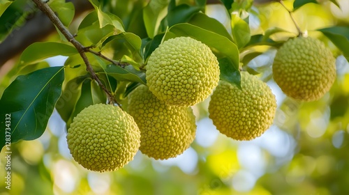 Osage orange tree with a bunch of growing mature Osage orange