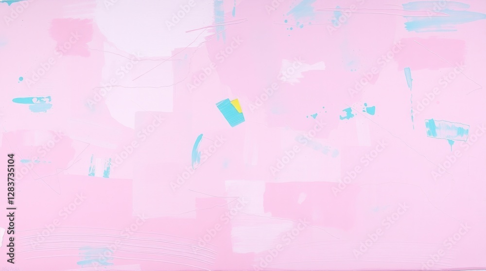 Obraz premium Elegant light pink abstract painting with turquoise accents creates a modern, artistic background.