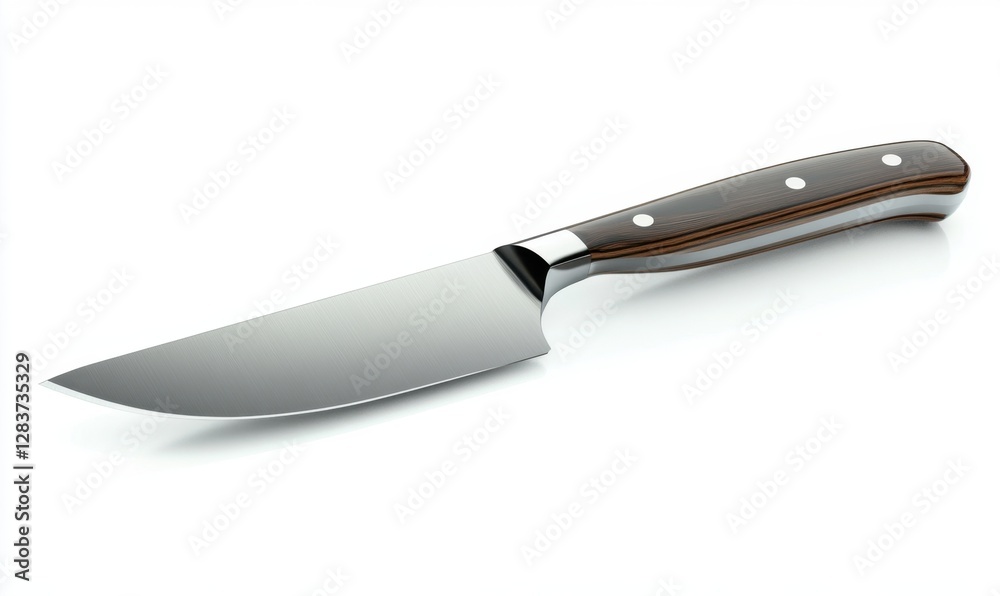 Chef knife with wooden handle on white for kitchen use Chef knife with wooden handle on white for kitchen use