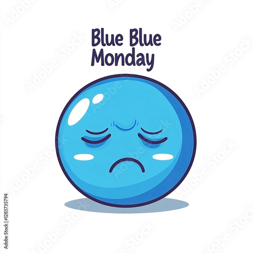 Blue Blue Monday: A Sad Emoji Depicting Monday Blues Emotion photo