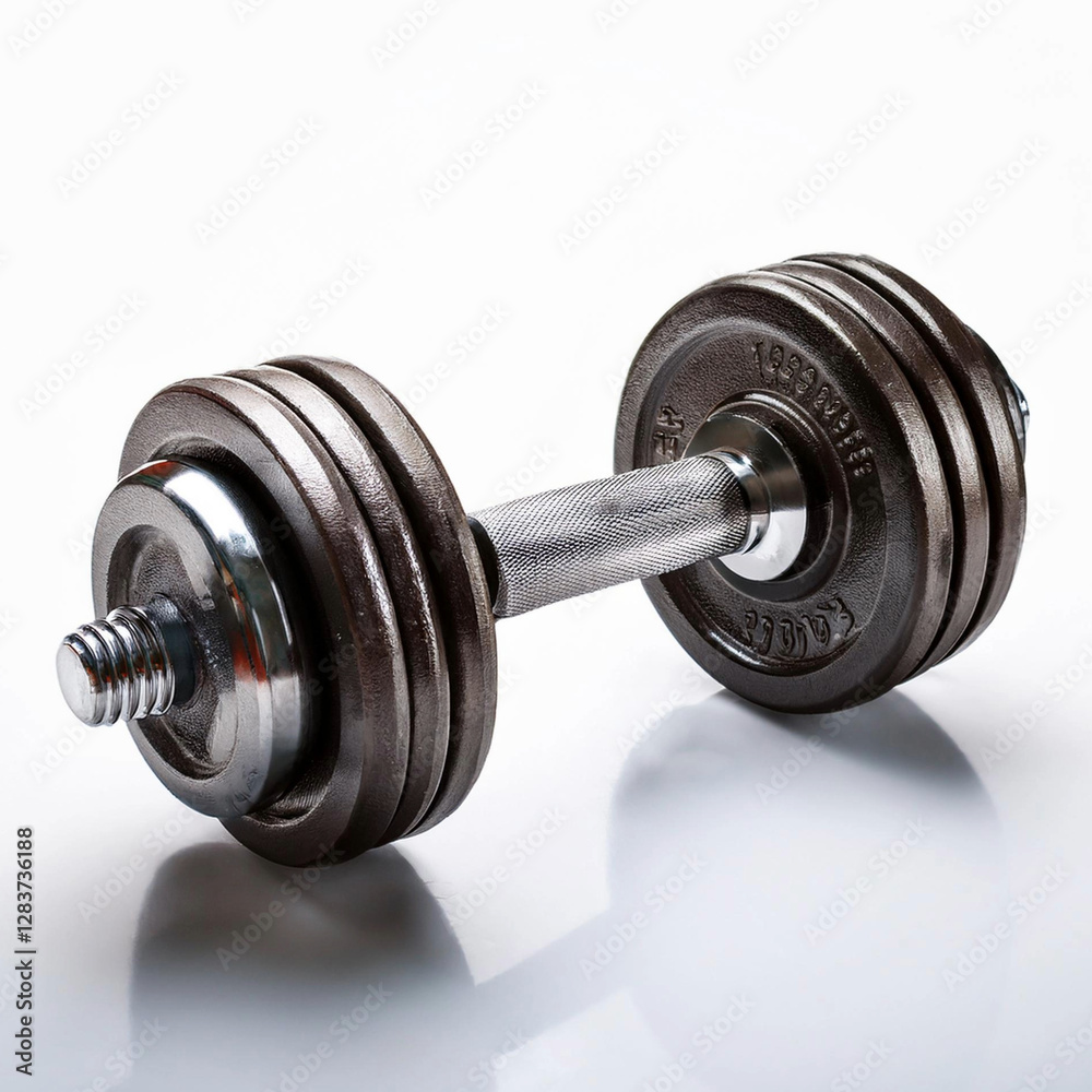 Naklejka premium una mancuerna, pesa, aislada sobre fondo blanco