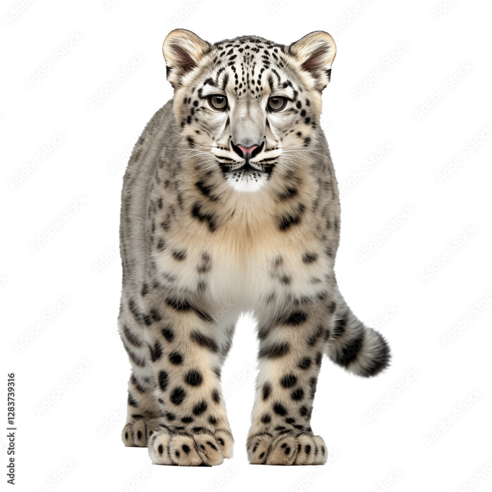 young snow leopard standing transparent background young snow leopard standing transparent background