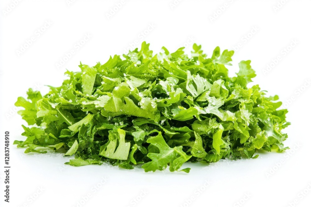 Preserved Sea Lettuce Heap: Fresh Green Vegetable for Healthy Eating on White Background Preserved Sea Lettuce Heap: Fresh Green Vegetable for Healthy Eating on White Background