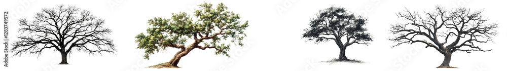Silhouettes of bare twisted trees standing tall and elegant in peaceful natural landscapes such as meadows fields forests and gardens These minimalist abstract scenes depict the serene Silhouettes of bare twisted trees standing tall and elegant in peaceful natural landscapes such as meadows fields forests and gardens These minimalist abstract scenes depict the serene