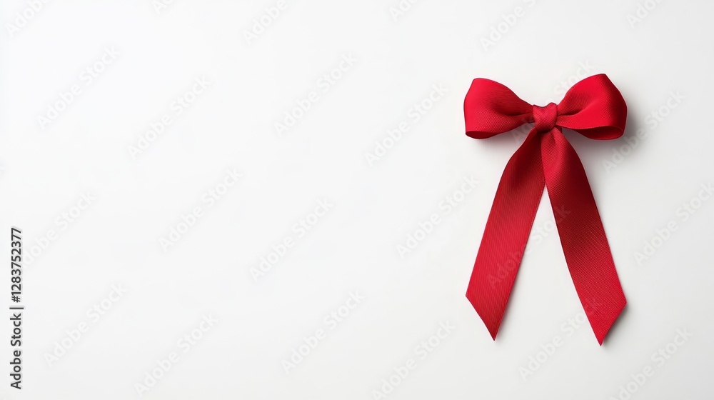 Elegant Red Ribbon Bow on White Background for Gift Decoration Elegant Red Ribbon Bow on White Background for Gift Decoration