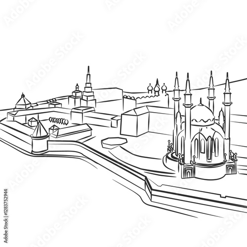 Kazan Fortress Line Drawing