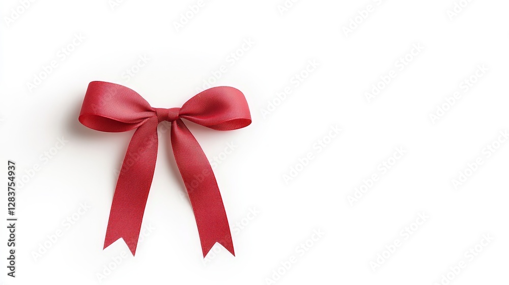 Elegant Red Ribbon Bow Isolated on White Background for Gift Decor Elegant Red Ribbon Bow Isolated on White Background for Gift Decor