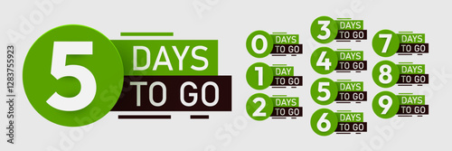 Countdown left days banner. Discounts and sale time. Nine, eight, seven, six, five, four, three, two, one, zero days left. Vector illustration