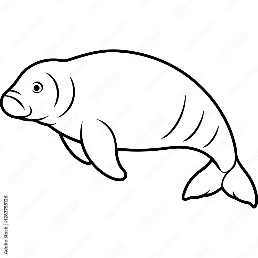 Stylish Dugong Art - Single Line Vector Stylish Dugong Art - Single Line Vector
