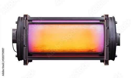 Glowing plasma energy container isolated on white for sci-fi projects