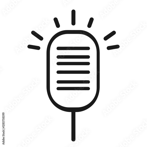 A simple graphic representation of a microphone with sound waves.