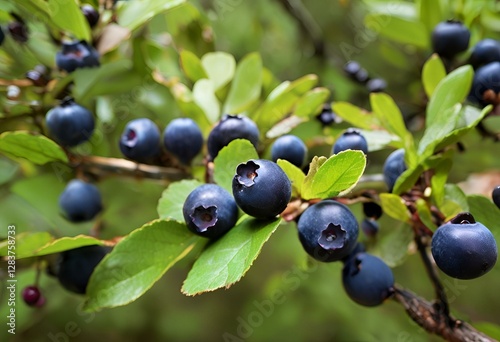 Bilberry Shrubs with Berries