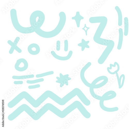 doodle sparkle png set