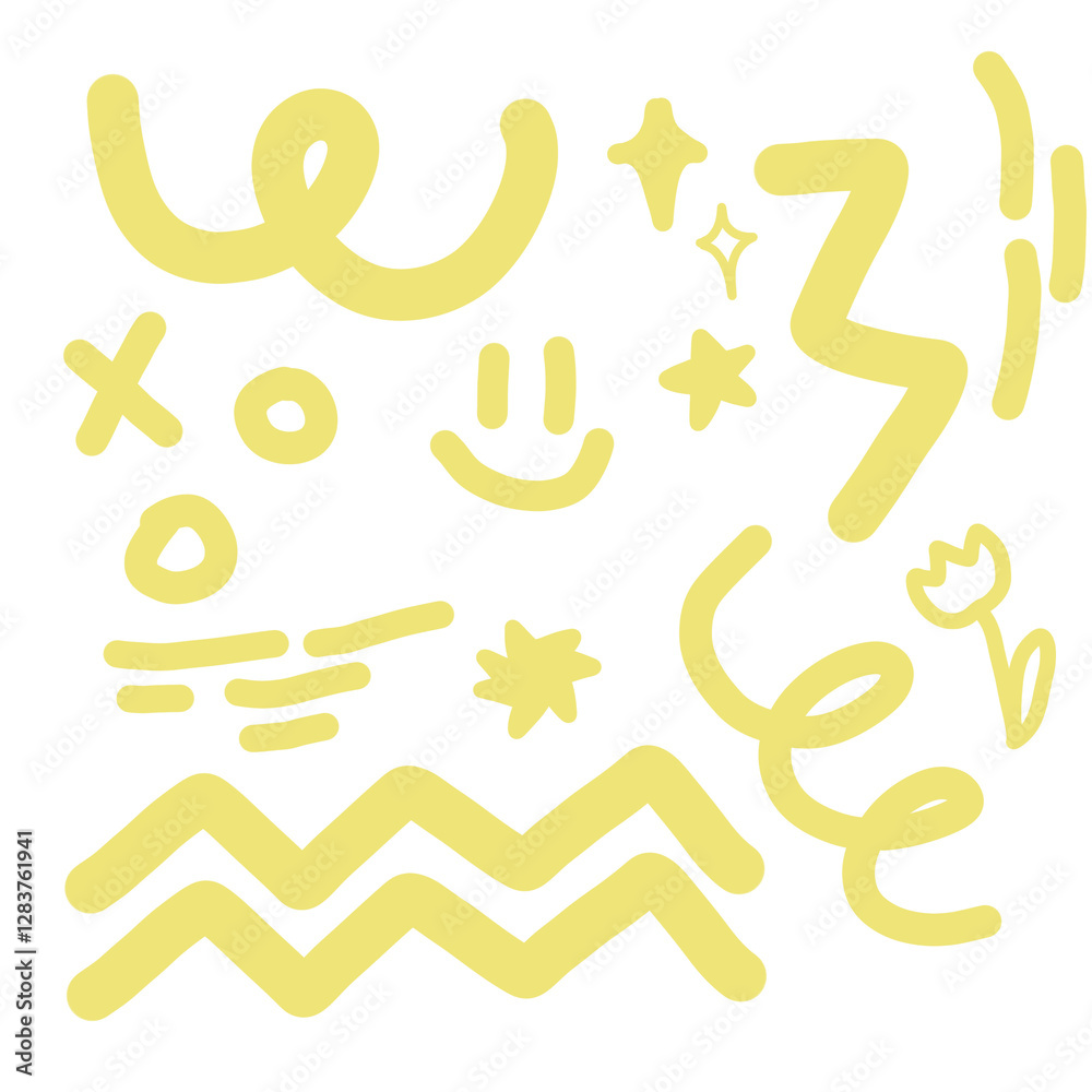 Obraz premium doodle sparkle png set