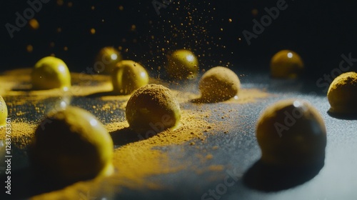 Stunning Yellow Sphere Dessert Art: Exquisite Culinary Creations
