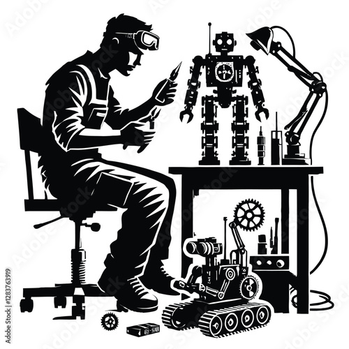 Robot Hobbyist Silhouette