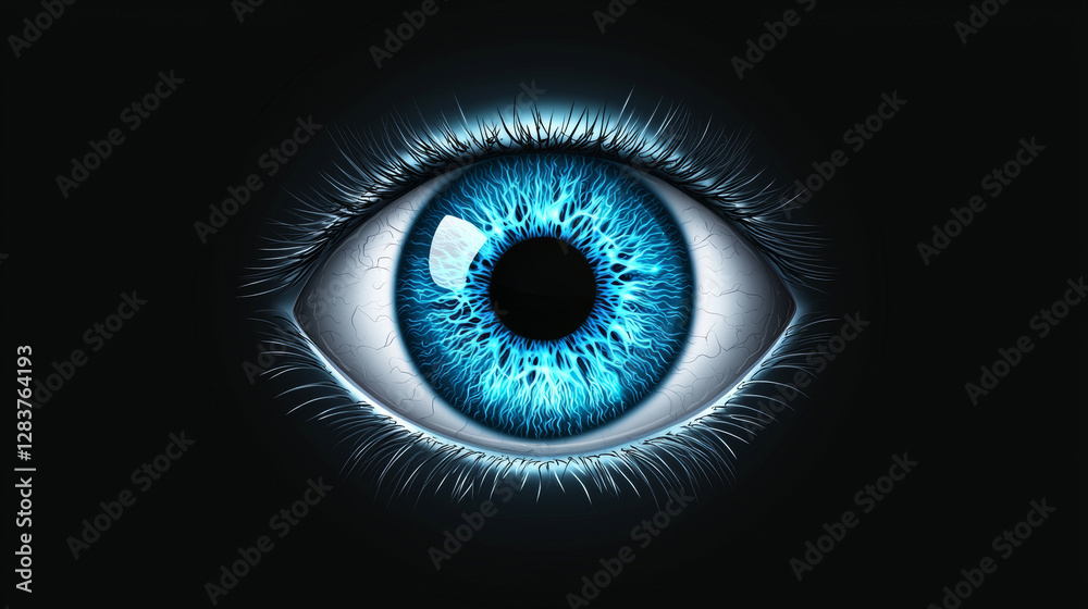Obraz premium macro shot of human eye with bright blue iris and detailed texture