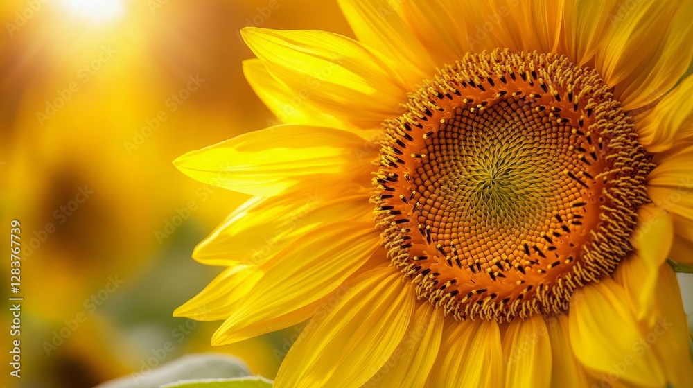 Close-up of vibrant sunflowers in sunlight against a bright yellow background Close-up of vibrant sunflowers in sunlight against a bright yellow background