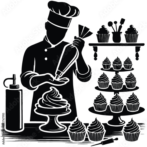 Cupcake Decorator Silhouette