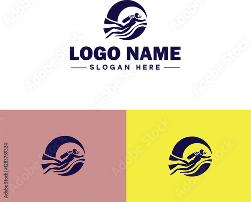 Scuba Diving icon Underwater diving Deep-sea exploration Subaquatic exploration flat logo sign symbol editable vector