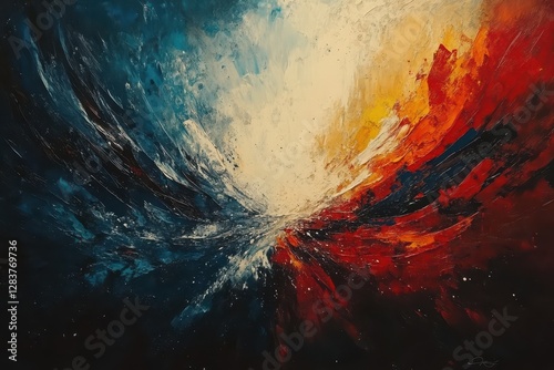 Wallpaper Mural Abstract fiery blue and red swirling painting cosmic energy art Torontodigital.ca