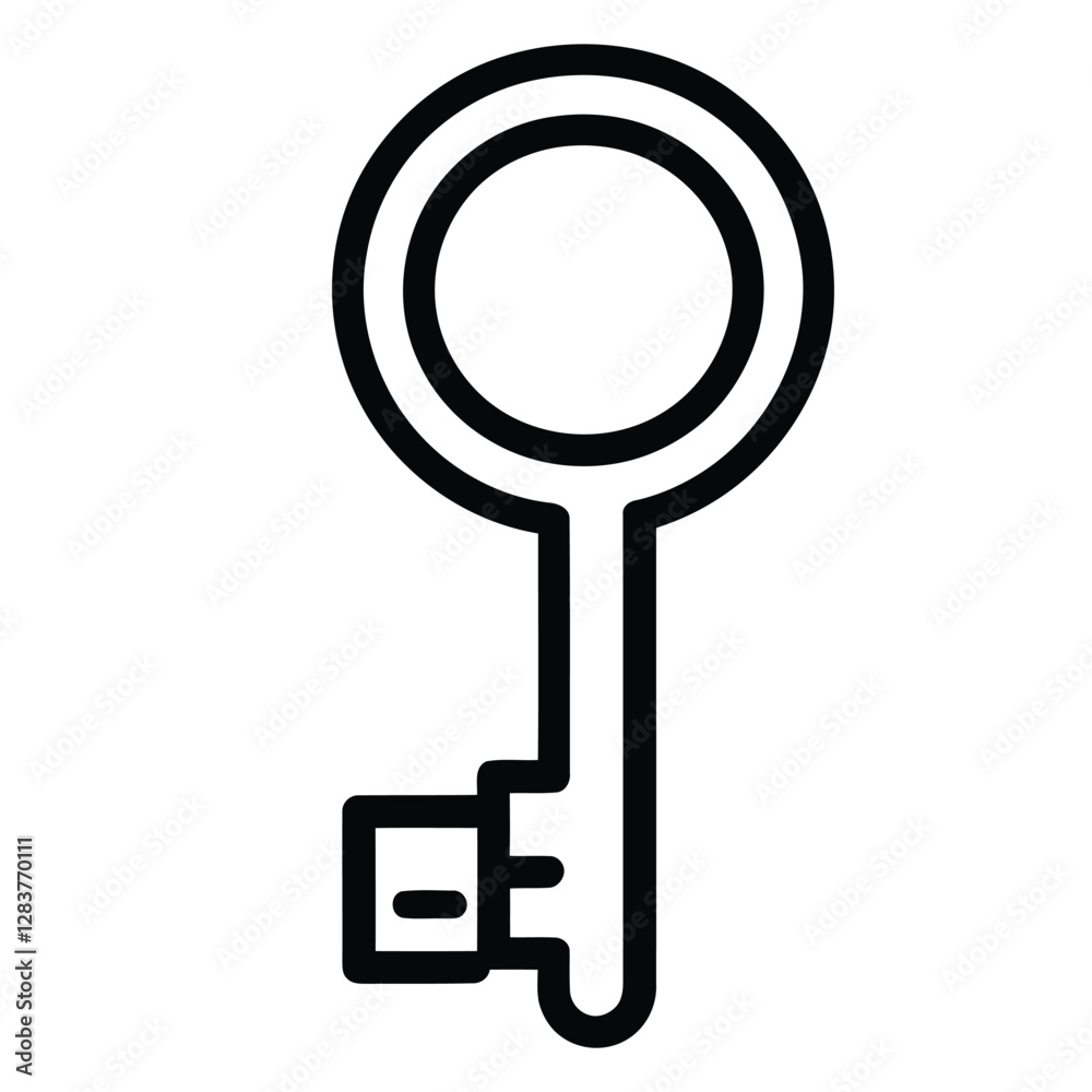 A simple outline of a key, representing access or security. A simple outline of a key, representing access or security.