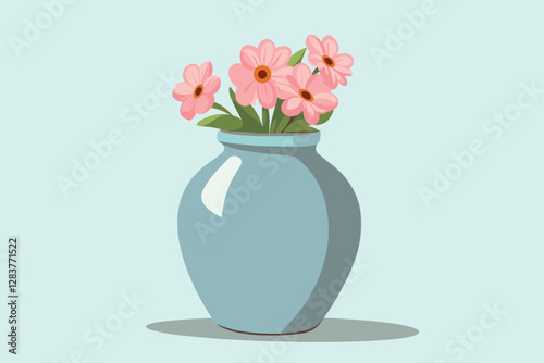 Vector of vase isolated on a white background, Flat style cartoon vector illustration, Flowers in vases, arrangements decorations for home, office.