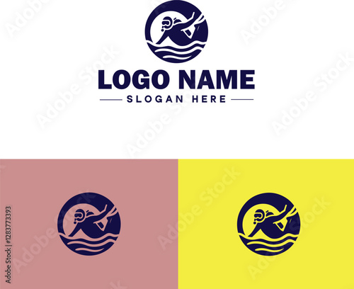 Scuba Diving icon Underwater diving Deep-sea exploration Subaquatic exploration flat logo sign symbol editable vector