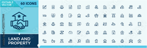 Land and Property trendy minimal icons. Contains related to residential, relocation, agent, construction, sale, icon, realtor, bathroom. Icons for website. Vector outline and solid icons collection.